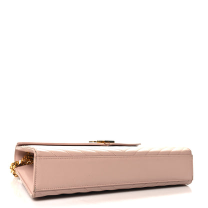 Saint Laurent Grain De Poudre Matelasse Chevron Large Monogram Satchel Pale Pink 4 of 9