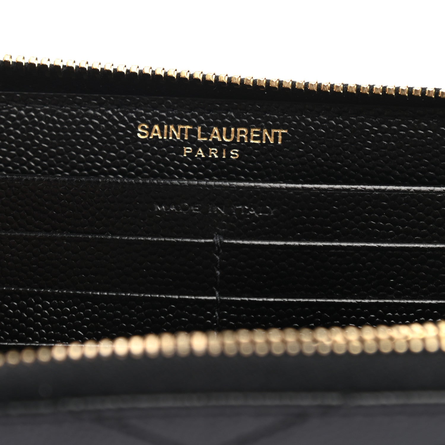 Saint Laurent Grain De Poudre Matelasse Chevron Monogram Zip Around Wallet Black 6 of 7