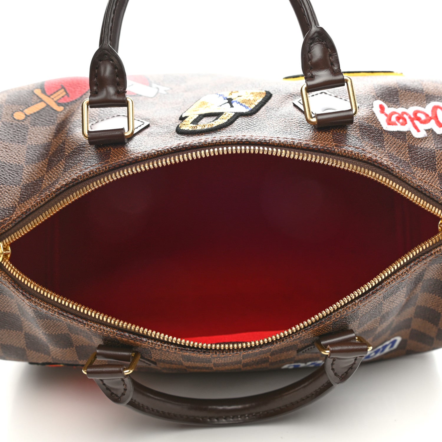 Louis Vuitton Damier Ebene Patches Speedy Bandouliere 30 5 of 9