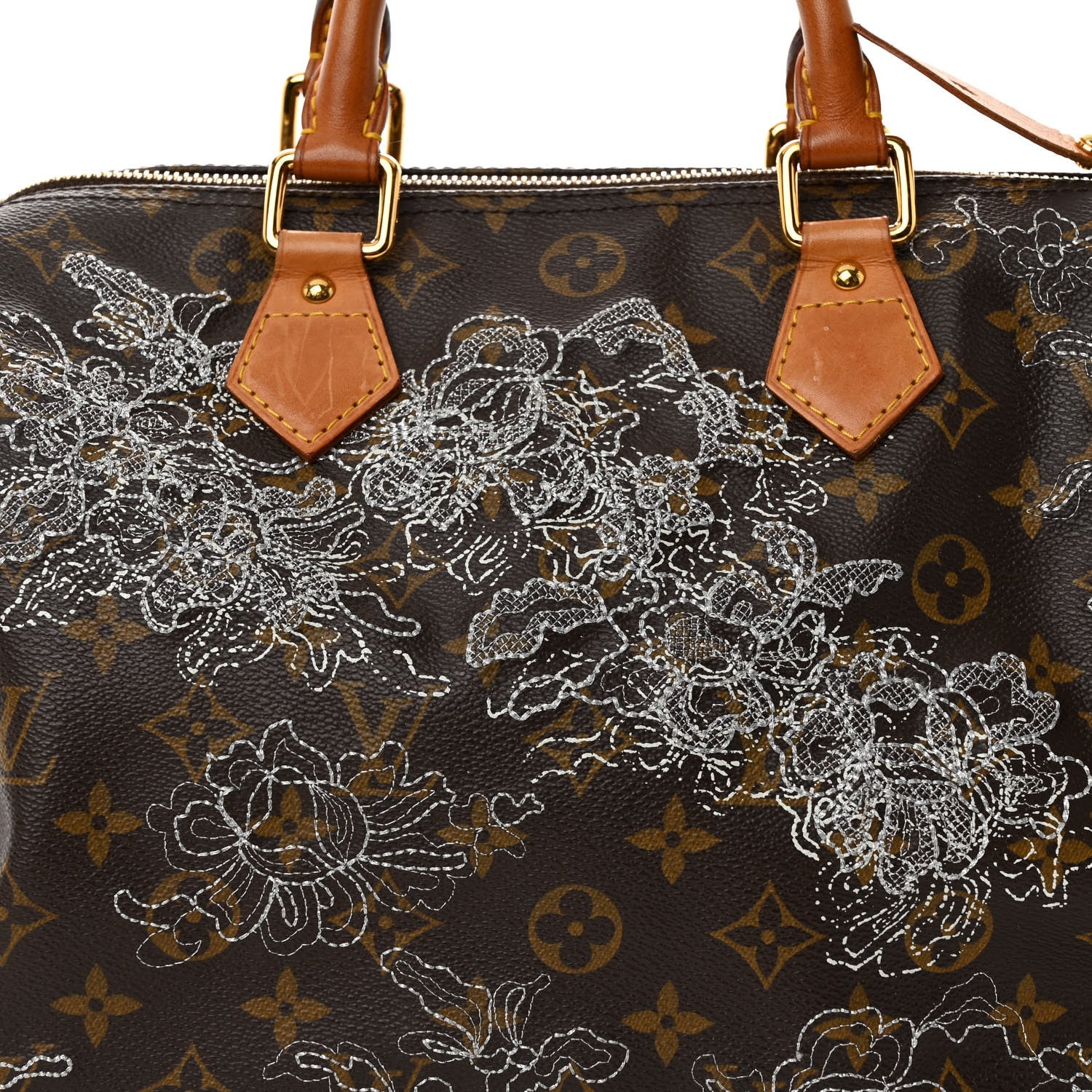Louis Vuitton Monogram Dentelle Speedy 30 Silver 7 of 9