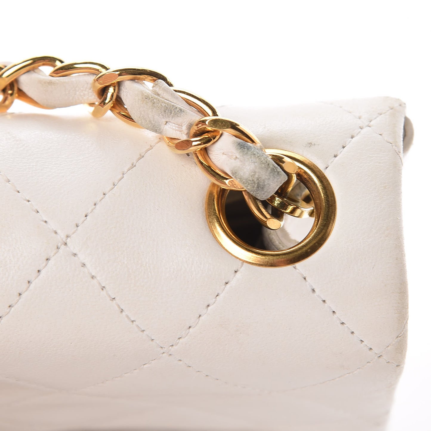 Lambskin Quilted Mini Square Flap White