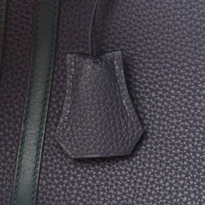 Hermes Togo Swift Officier Birkin 25 Bleu Nuit Vert Cypress 30 of 35