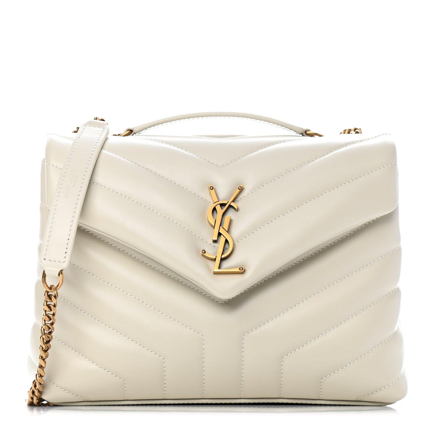 Calfskin Y Quilted Monogram Small Loulou Chain Satchel Crema Soft