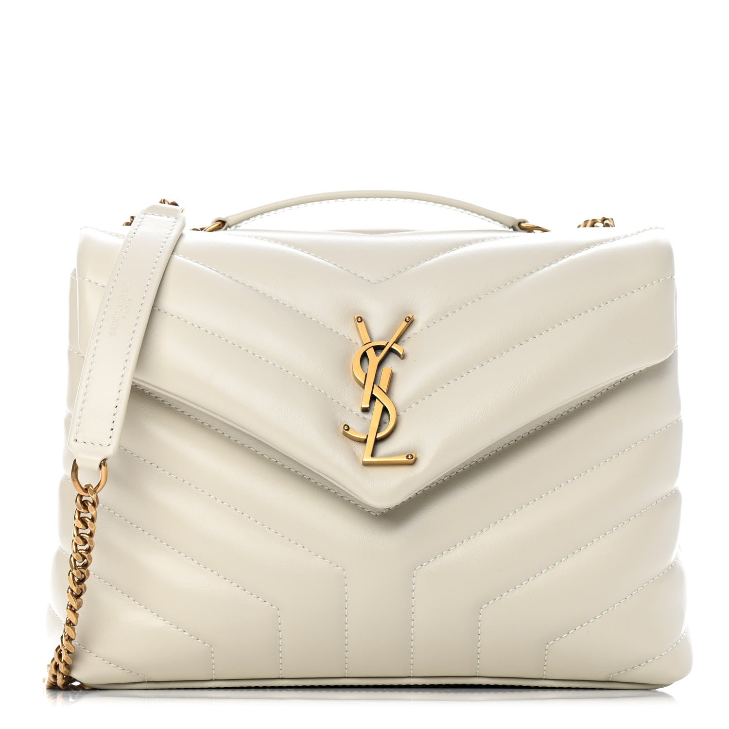 Saint Laurent Calfskin Y Quilted Monogram Small Loulou Chain Satchel Crema Soft 1 of 8