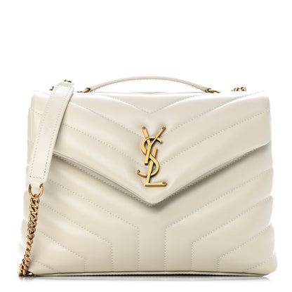 Saint Laurent Calfskin Y Quilted Monogram Small Loulou Chain Satchel Crema Soft 1 of 8