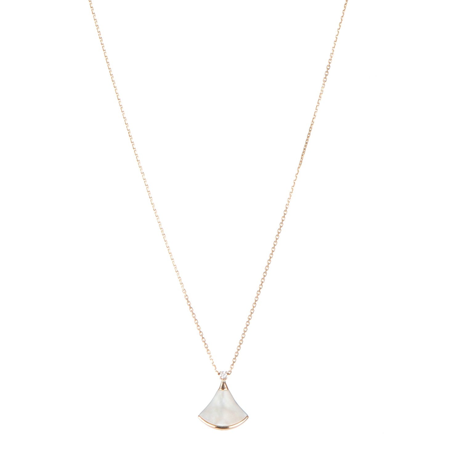 Bulgari 18K Rose Gold Diamond Mother of Pearl Divas' Dream Pendant Necklace 1 of 4