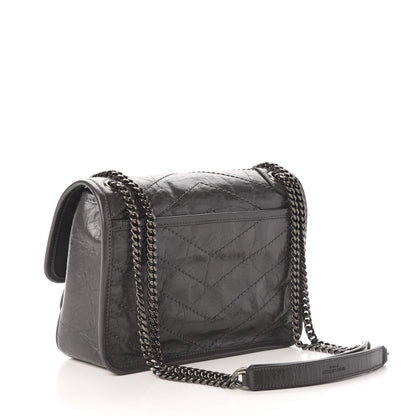 Saint Laurent Crinkled Calfskin Matelasse Monogram Baby Niki Chain Satchel Storm 3 of 12