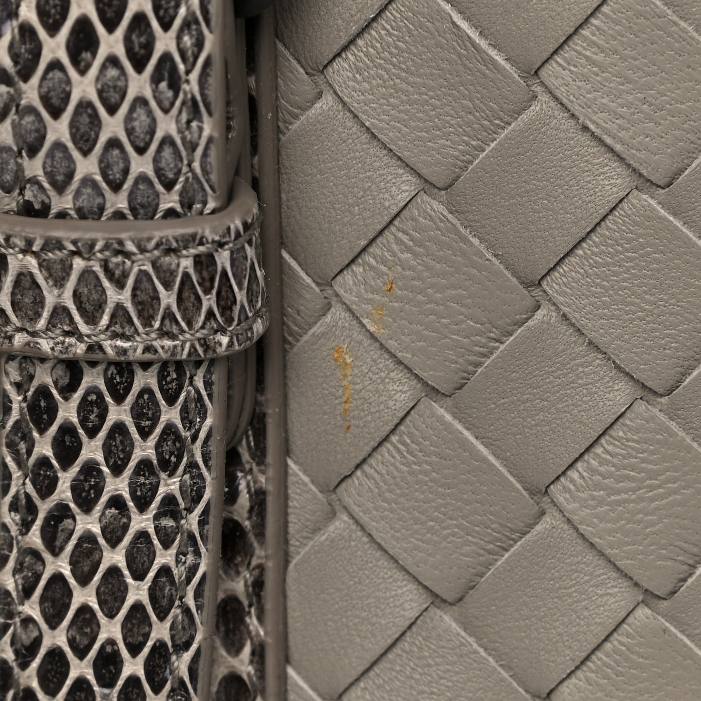 Nappa Intrecciato Snakeskin Small Flow Wave Tote Mink