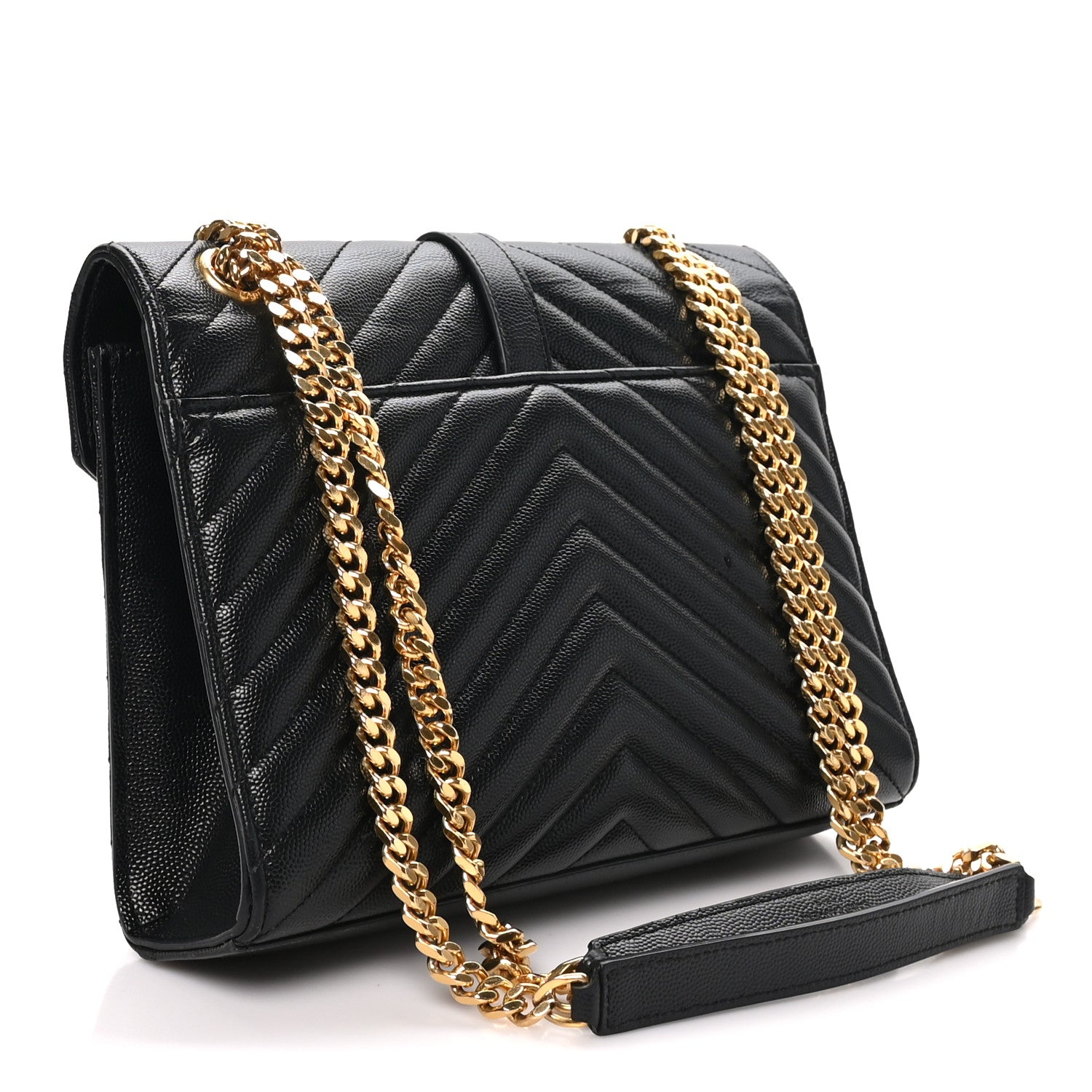 Saint Laurent Grain De Poudre Matelasse Chevron Medium Monogram Satchel Black 3 of 10