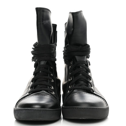 Chanel Lambskin High Top Sneakers 38.5 Black 2 of 10