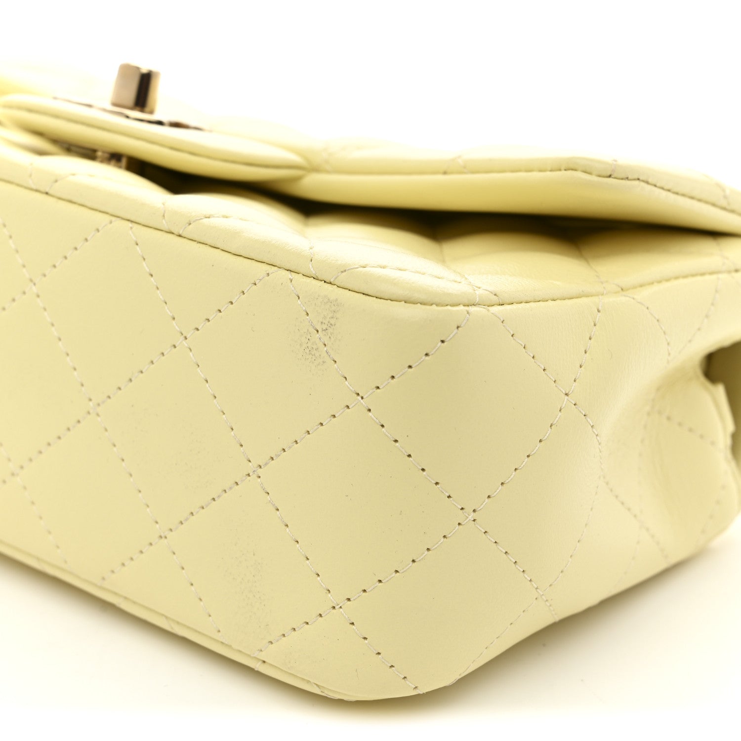 Chanel Lambskin Quilted Mini Rectangular Flap Light Yellow 10 of 10