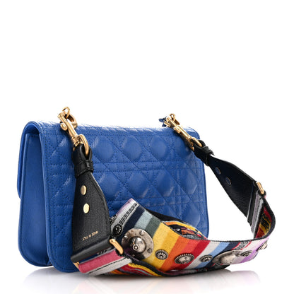 Christian Dior Goatskin Cannage Large Dioraddict Flap Bohemian Strap Blue 3 of 11