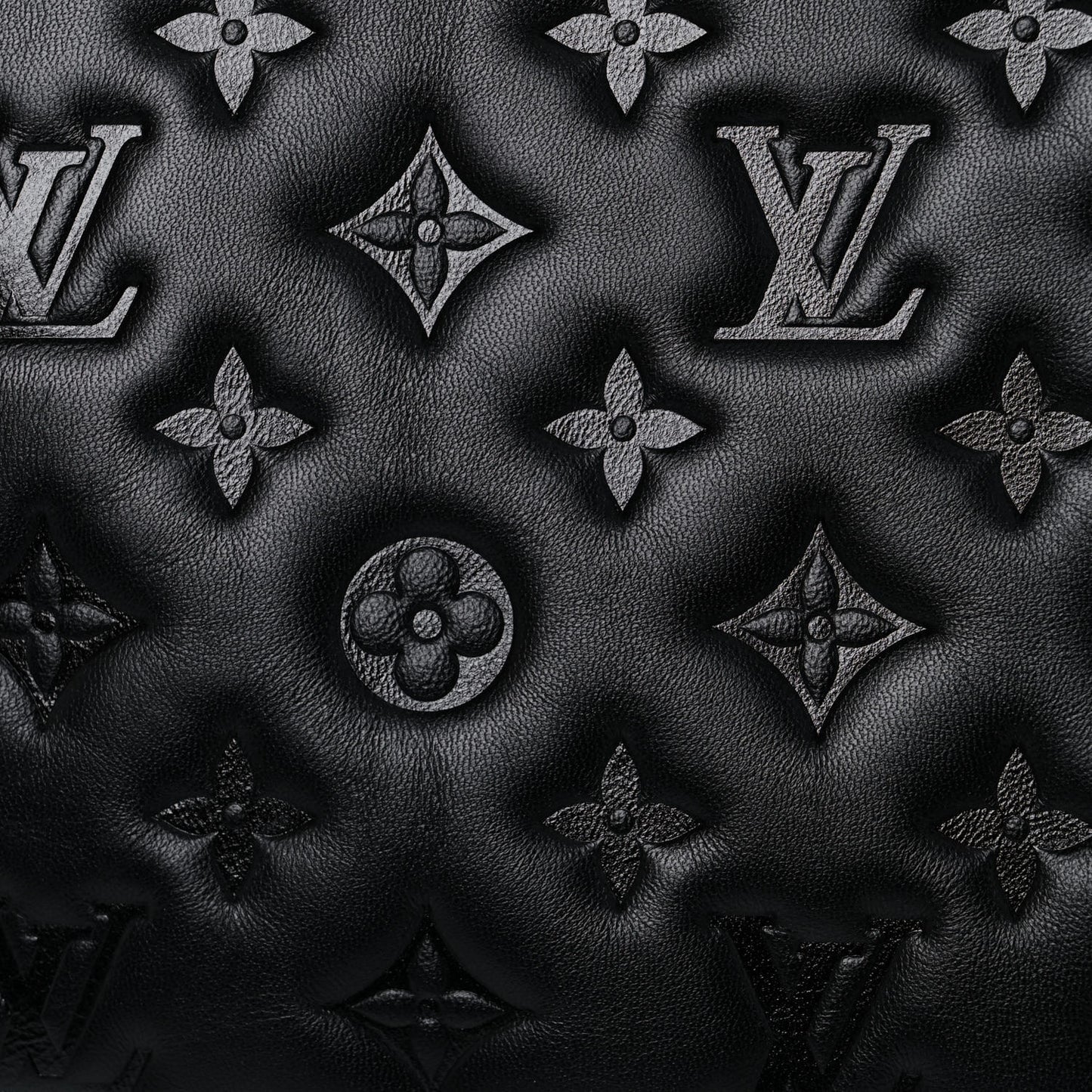 Lambskin Embossed Monogram Coussin MM Black