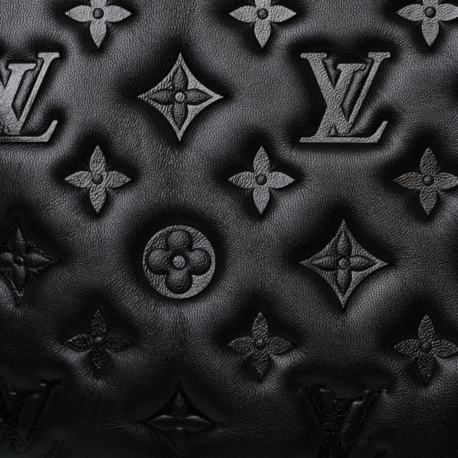 Louis Vuitton Lambskin Embossed Monogram Coussin MM Black 9 of 11