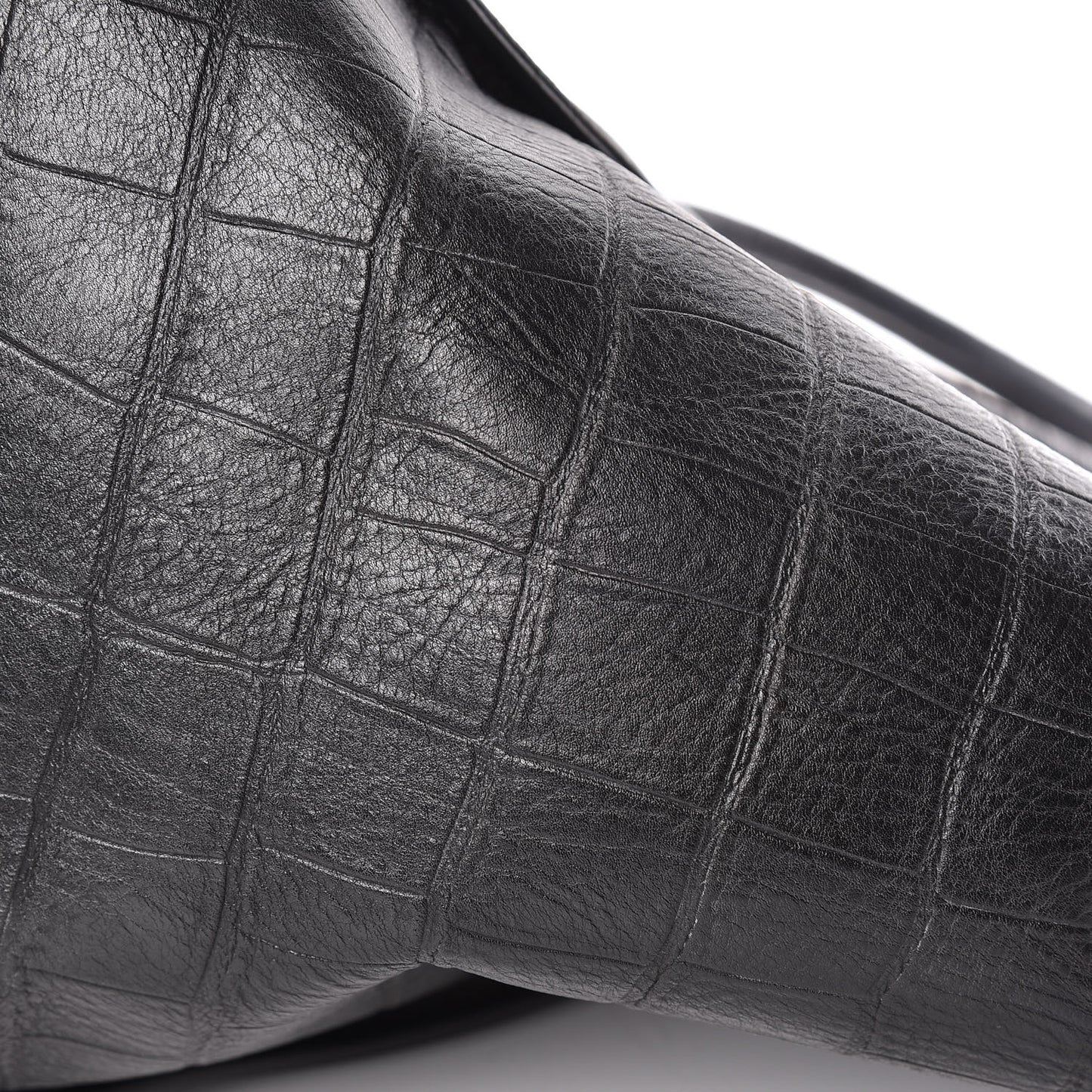 Crocodile Embossed Calfskin Medium Phantom Luggage Black