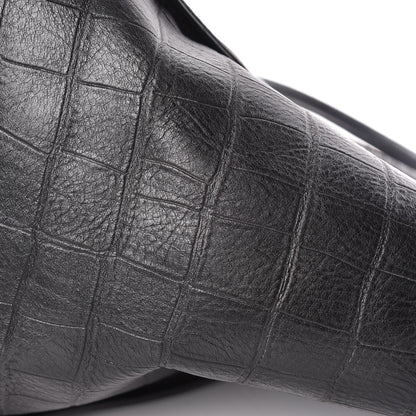 Celine Crocodile Embossed Calfskin Medium Phantom Luggage Black 17 of 17