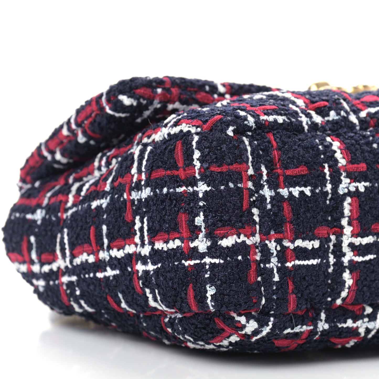 Tweed Quilted Medium Chanel 19 Flap Navy Blue White Red