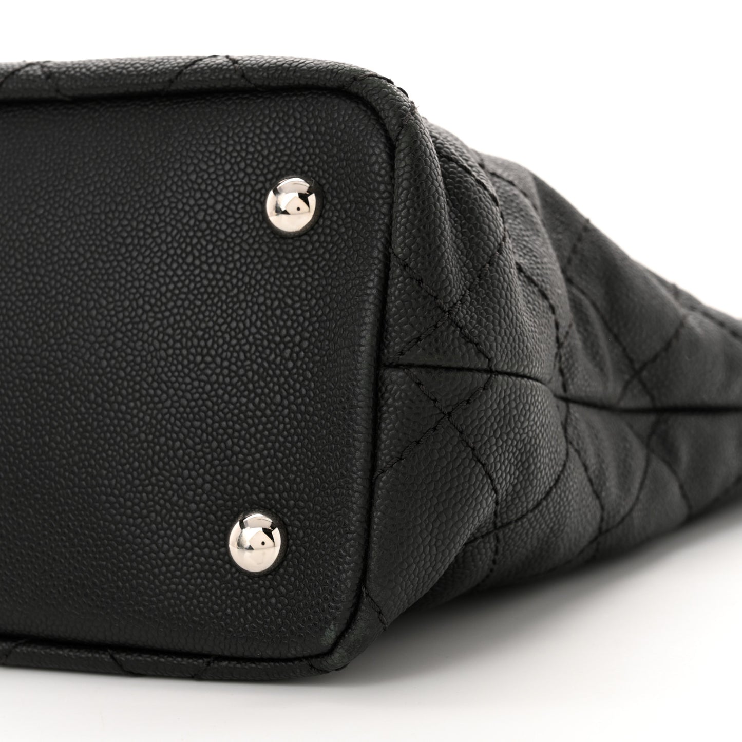 Grained Calfskin Quilted Small Daily Shopping Tote Black