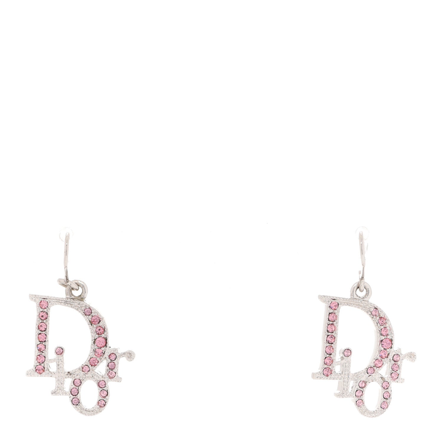 Christian Dior Crystal Logo Earrings Pink 1 of 4