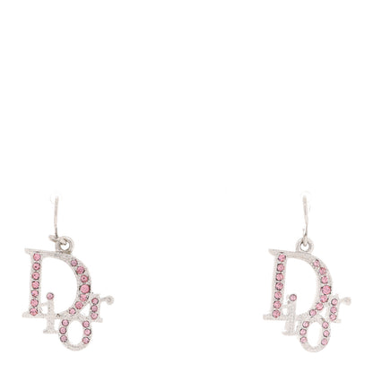 Christian Dior Crystal Logo Earrings Pink 1 of 4