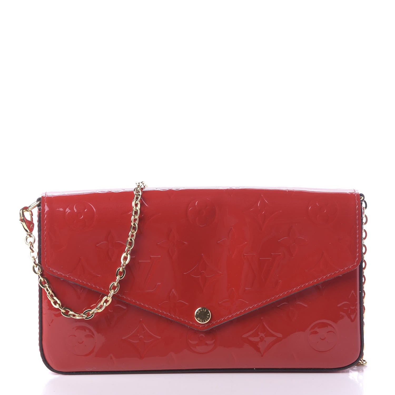 Louis Vuitton Vernis Felicie Pochette Chain Wallet Cherry 3 of 12