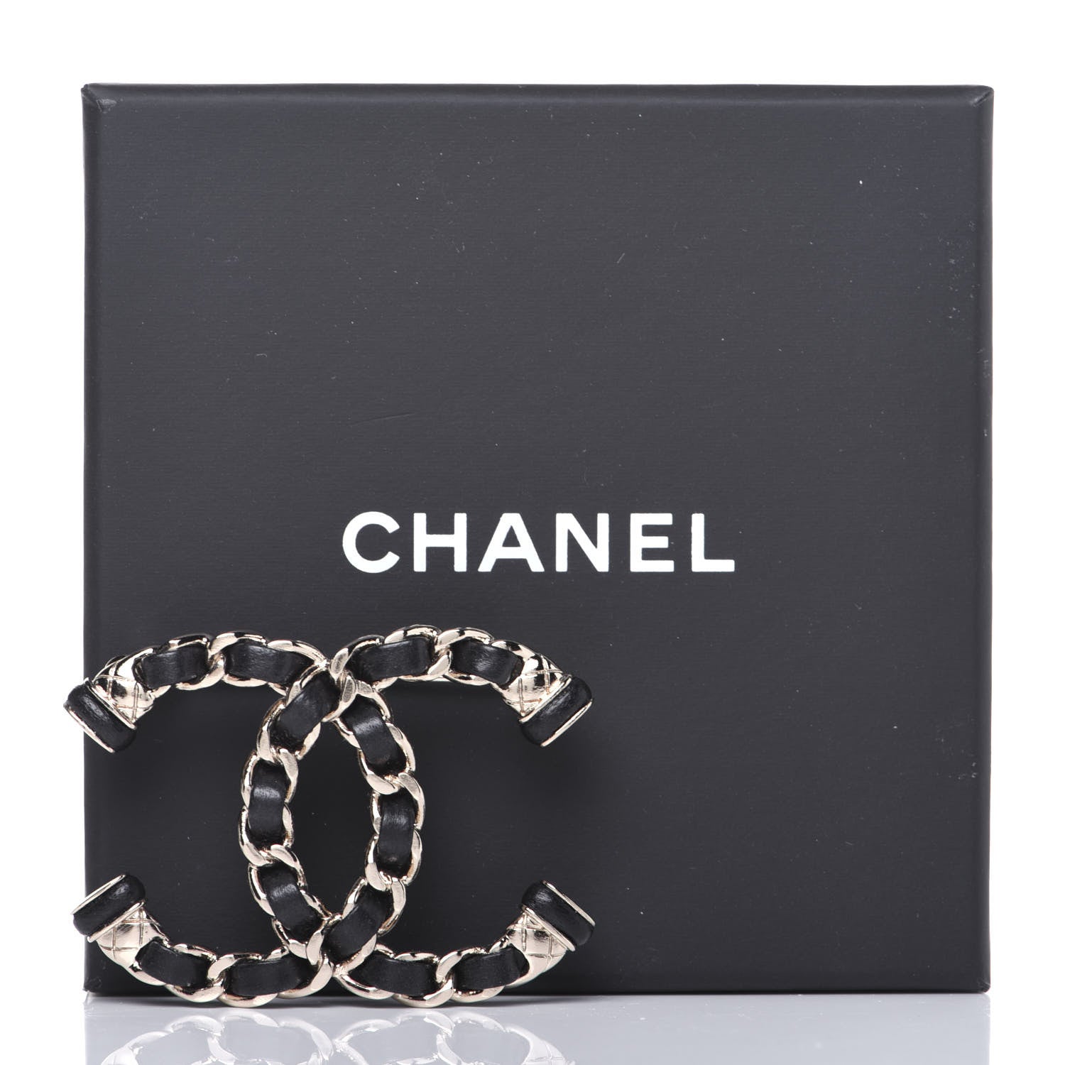 Chanel Lambskin Chain CC Brooch Black Gold 7 of 7