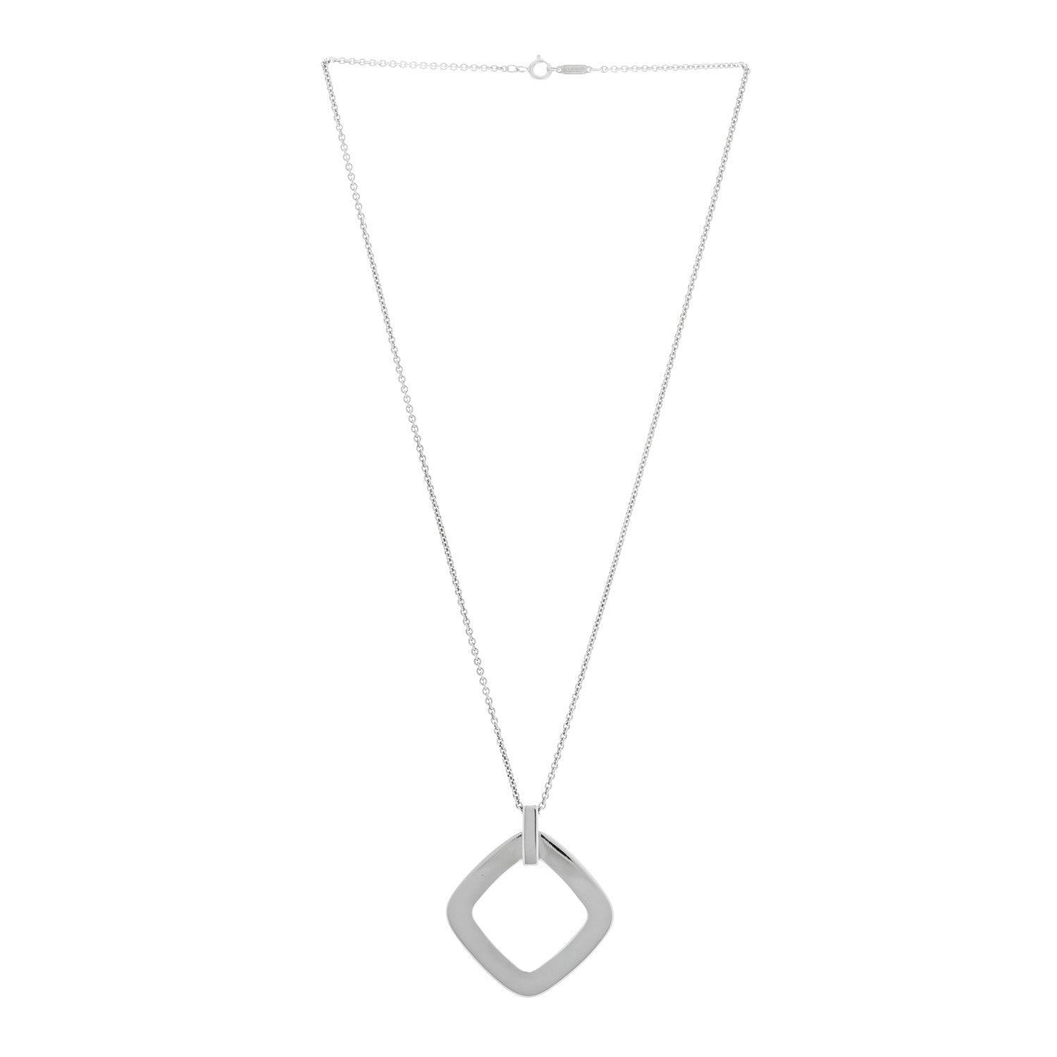 Tiffany Sterling Silver 1837 Open Square Pendant Necklace 3 of 5