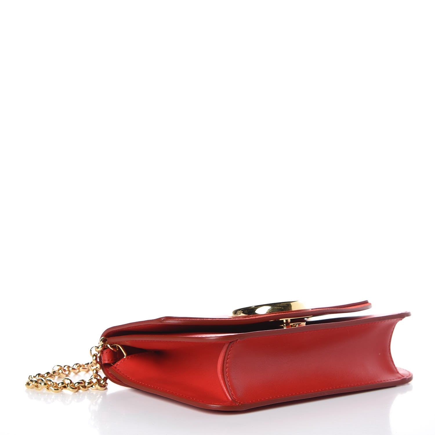 Chloe Calfskin Suede C Clutch With Chain Plaid Red 4 of 6