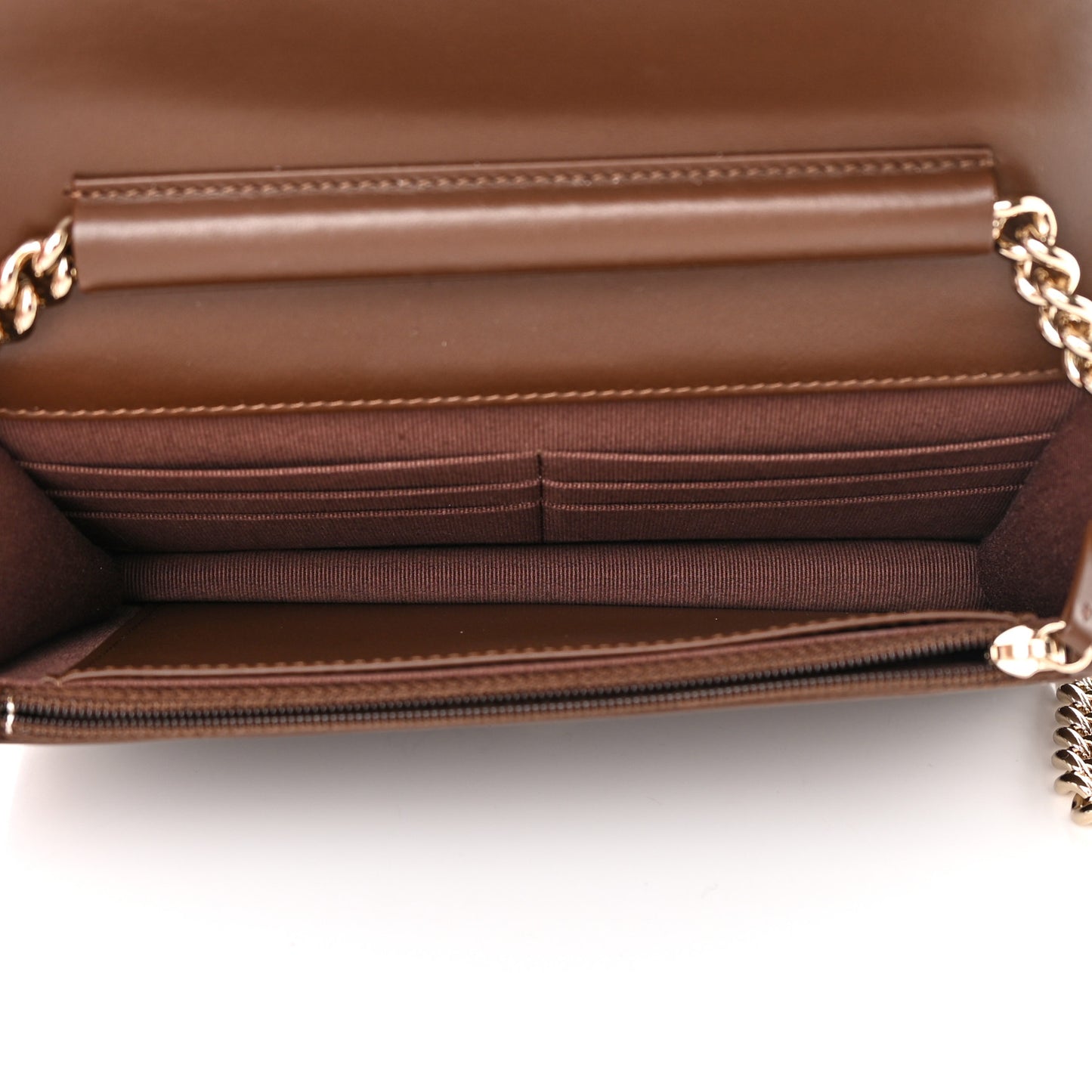 Caviar Quilted Boy Wallet On Chain WOC Dark Brown