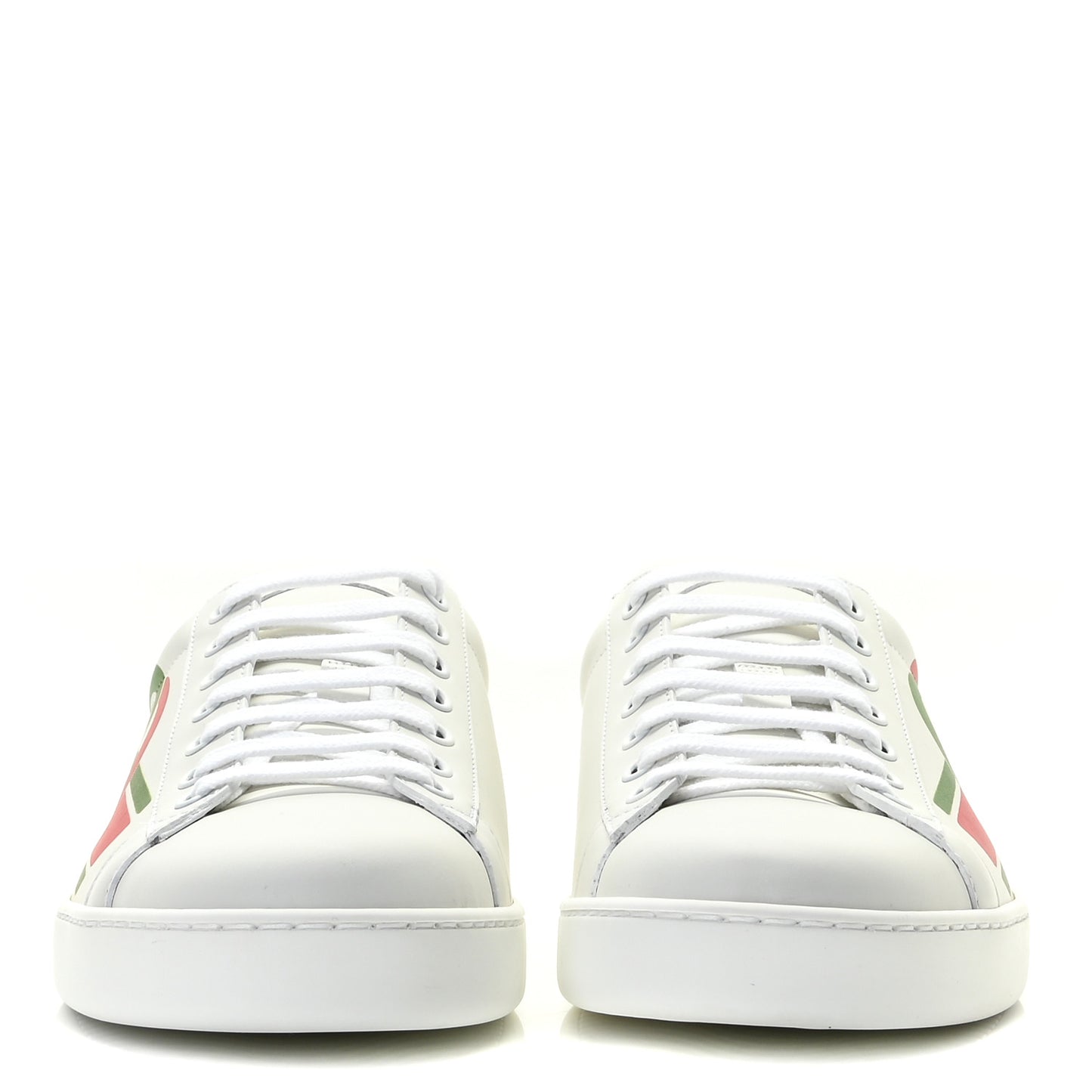 Calfskin Interlocking G Mens New Ace Sneakers 8.5 White Red Flame Green