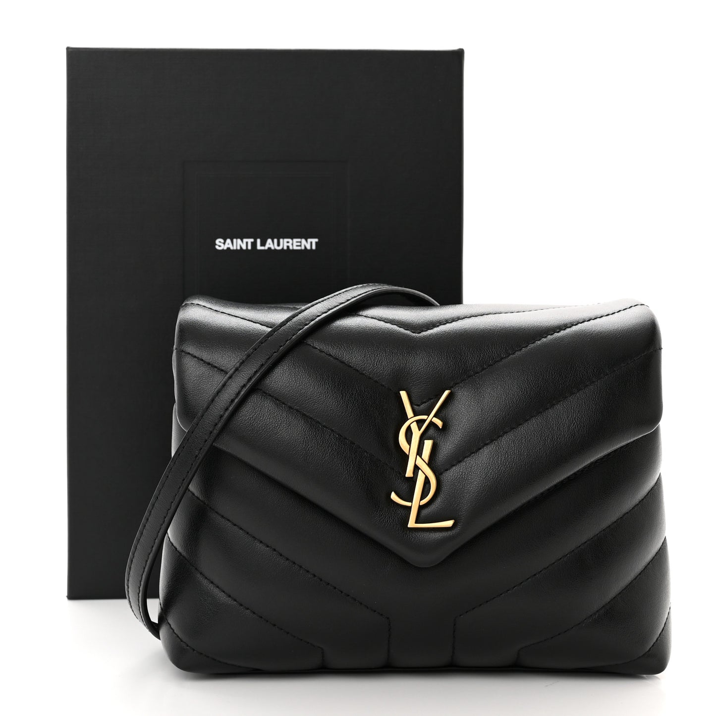 Calfskin Y Quilted Monogram Toy Loulou Crossbody Bag Black
