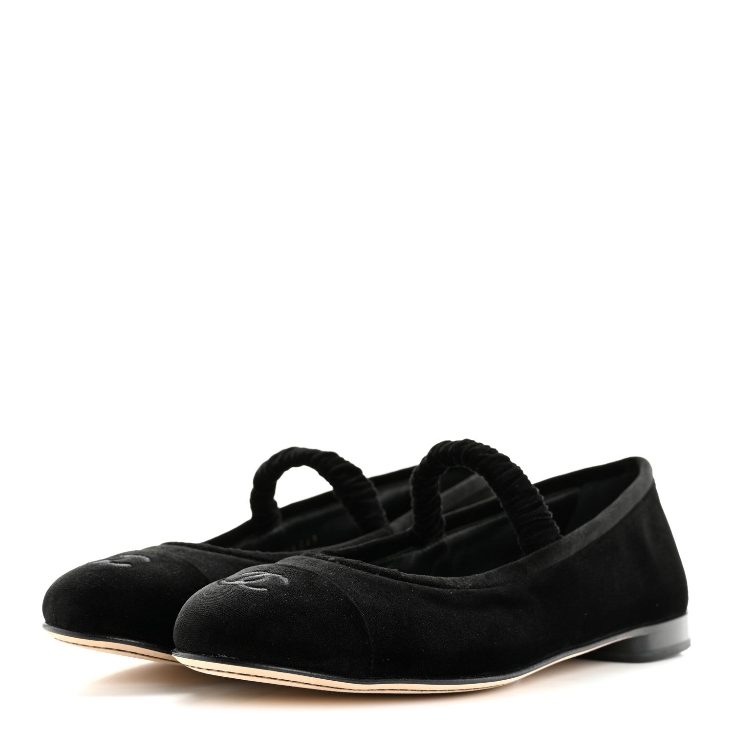 Chanel Velvet Mary Jane Flats 39 Black 4 of 10