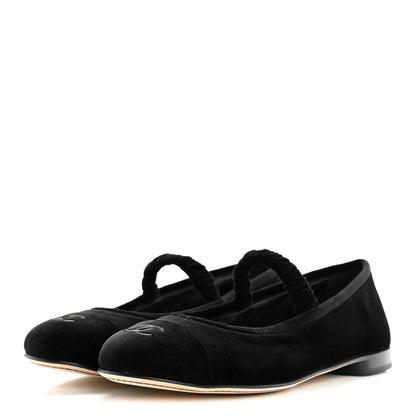 Chanel Velvet Mary Jane Flats 39 Black 4 of 10