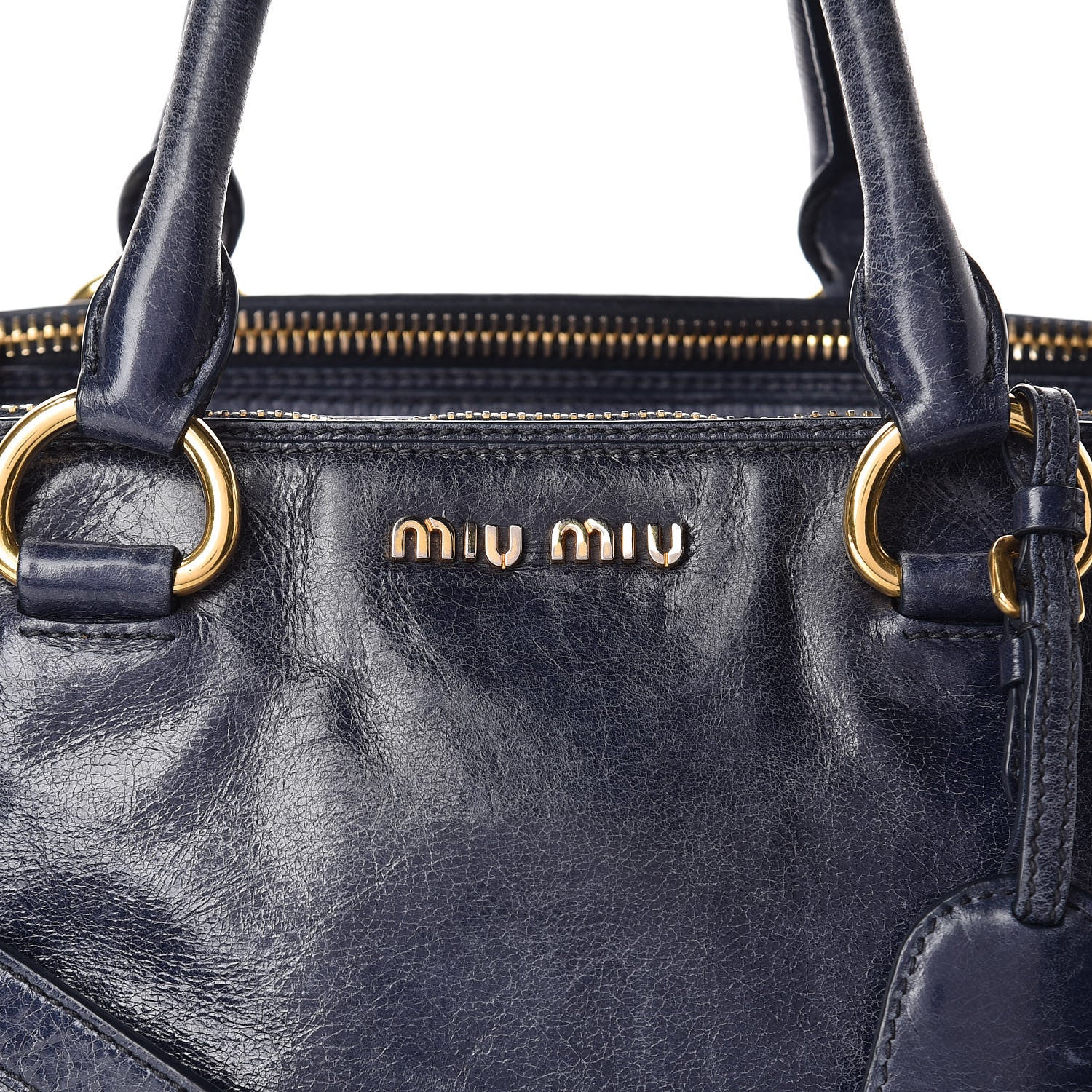 Miu Miu Vitello Shine Top Handle Satchel Bleuette 11 of 15