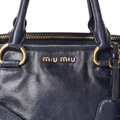 Miu Miu Vitello Shine Top Handle Satchel Bleuette 11 of 15