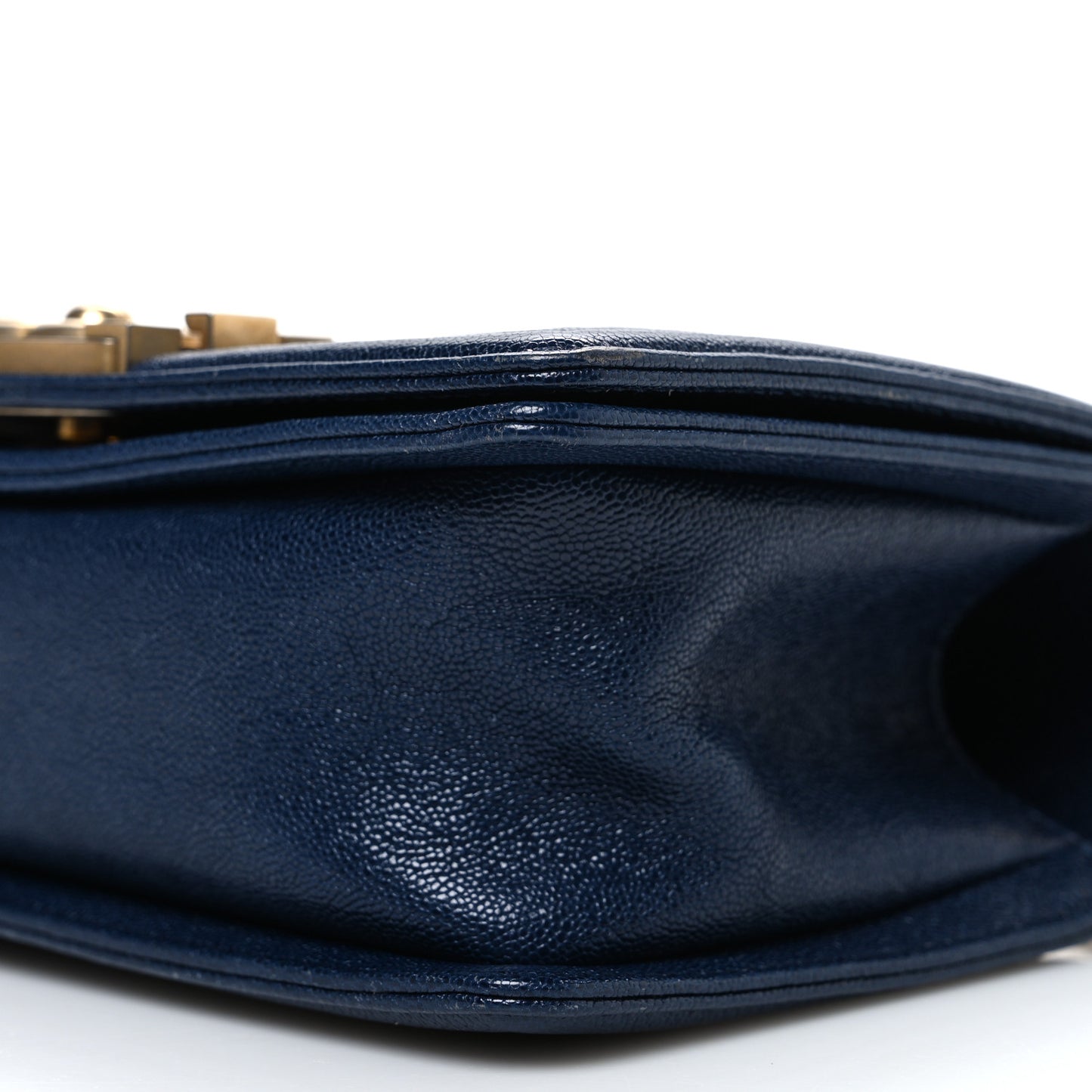 Caviar Quilted Small Boy Flap Dark Blue