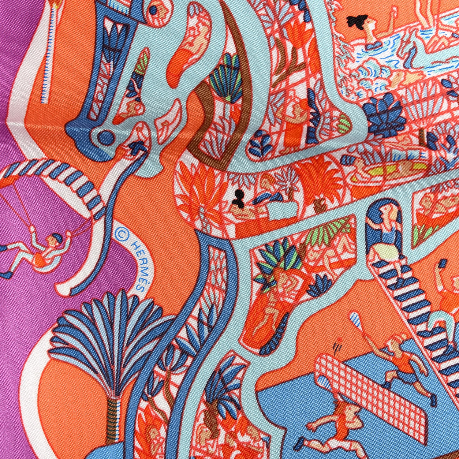 Hermes Silk Exposition Universelle Scarf 90 Rose Mauve Multicolore 4 of 4