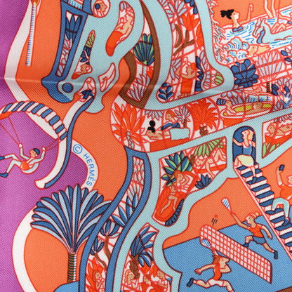Hermes Silk Exposition Universelle Scarf 90 Rose Mauve Multicolore 4 of 4