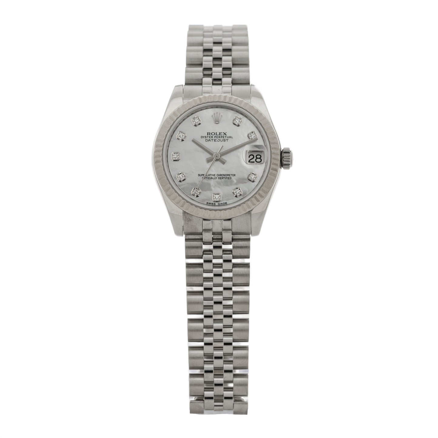 Stainless Steel 18K White Gold Diamond Mother of Pearl 31mm Oyster Perpetual Datejust Watch 178274