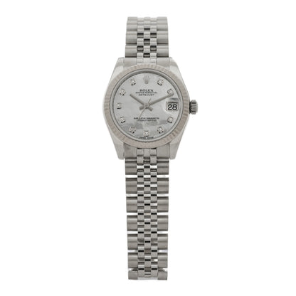 Rolex Stainless Steel 18K White Gold Diamond Mother of Pearl 31mm Oyster Perpetual Datejust Watch 178274 1 of 5