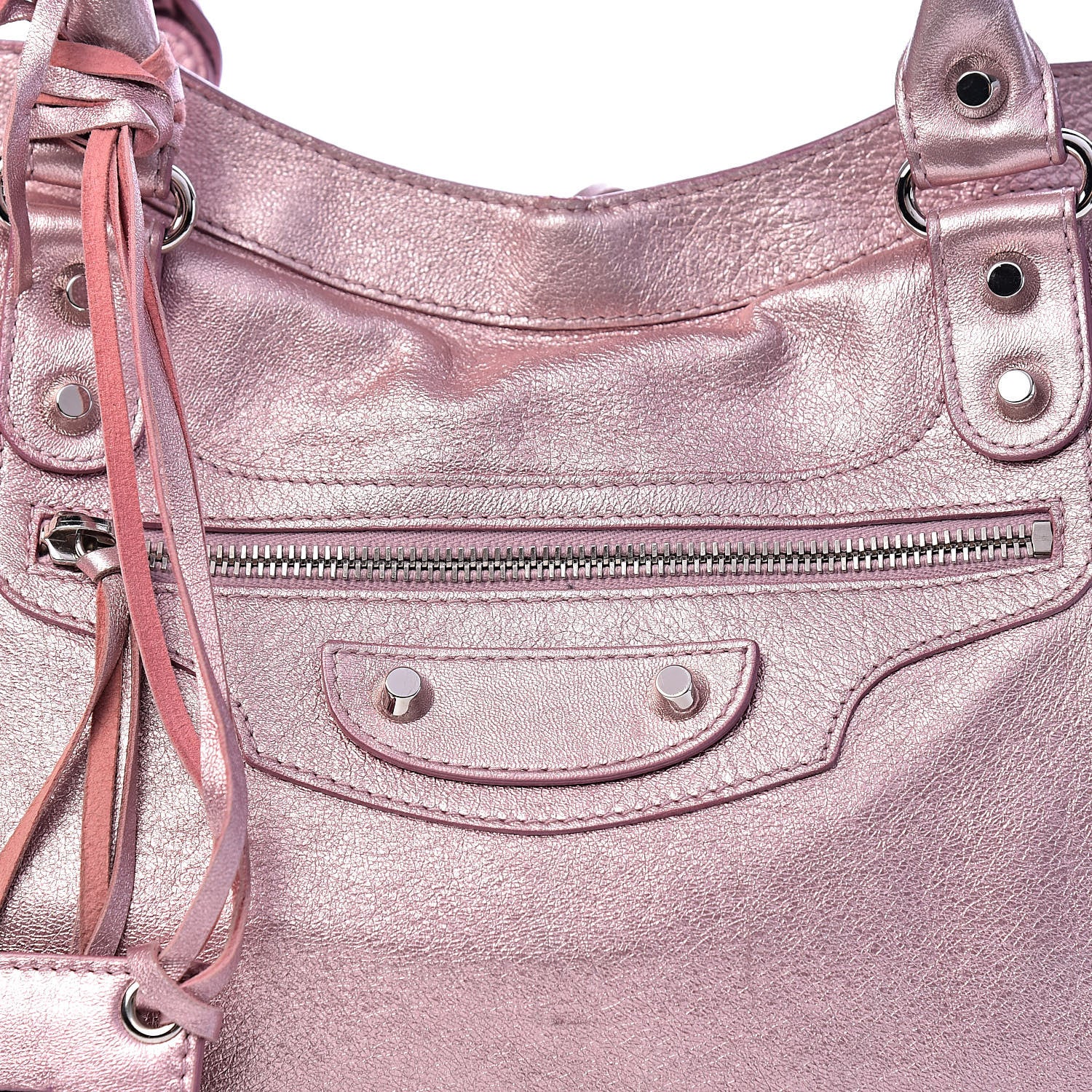 Balenciaga Metallic Agneau Classic Silver Hardware S City Sparkle Pale Rose 17 of 17