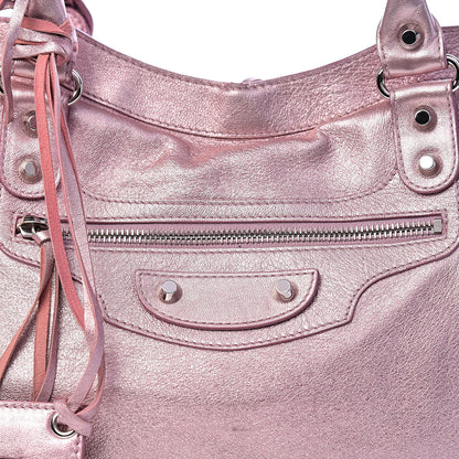 Balenciaga Metallic Agneau Classic Silver Hardware S City Sparkle Pale Rose 17 of 17