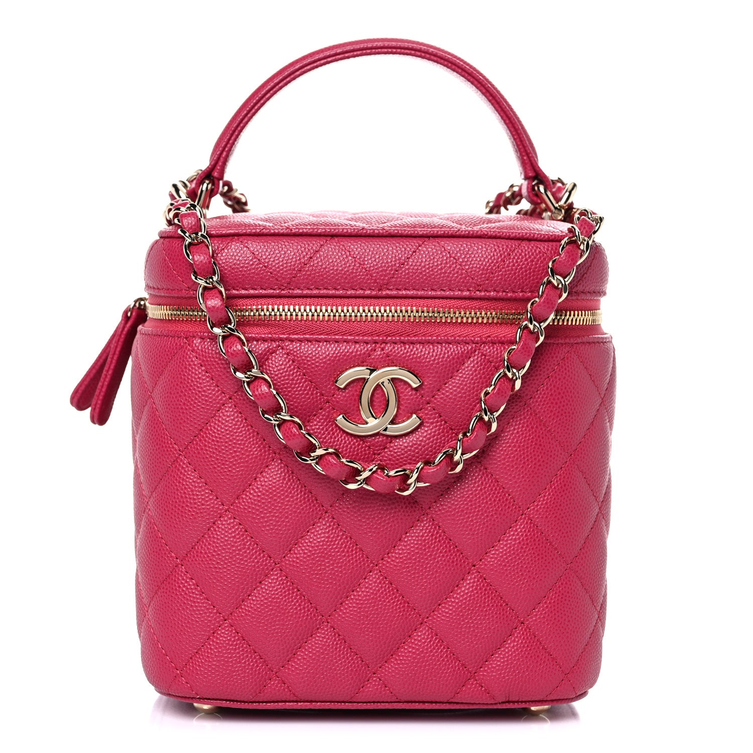 Chanel Caviar Quilted Small Top Handle Vanity Case With Chain Dark Pink 1 of 11