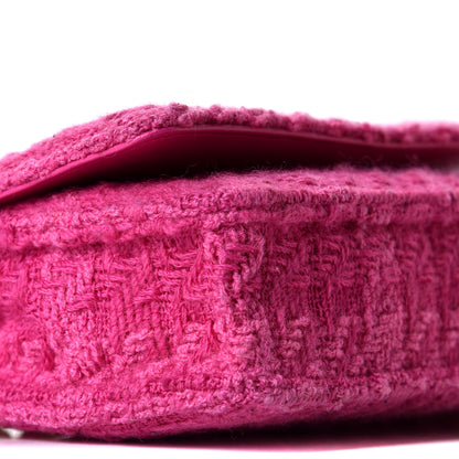 Chanel Wool Tweed Lambskin Quilted Chanel 19 Wallet On Chain WOC Fuchsia 8 of 10