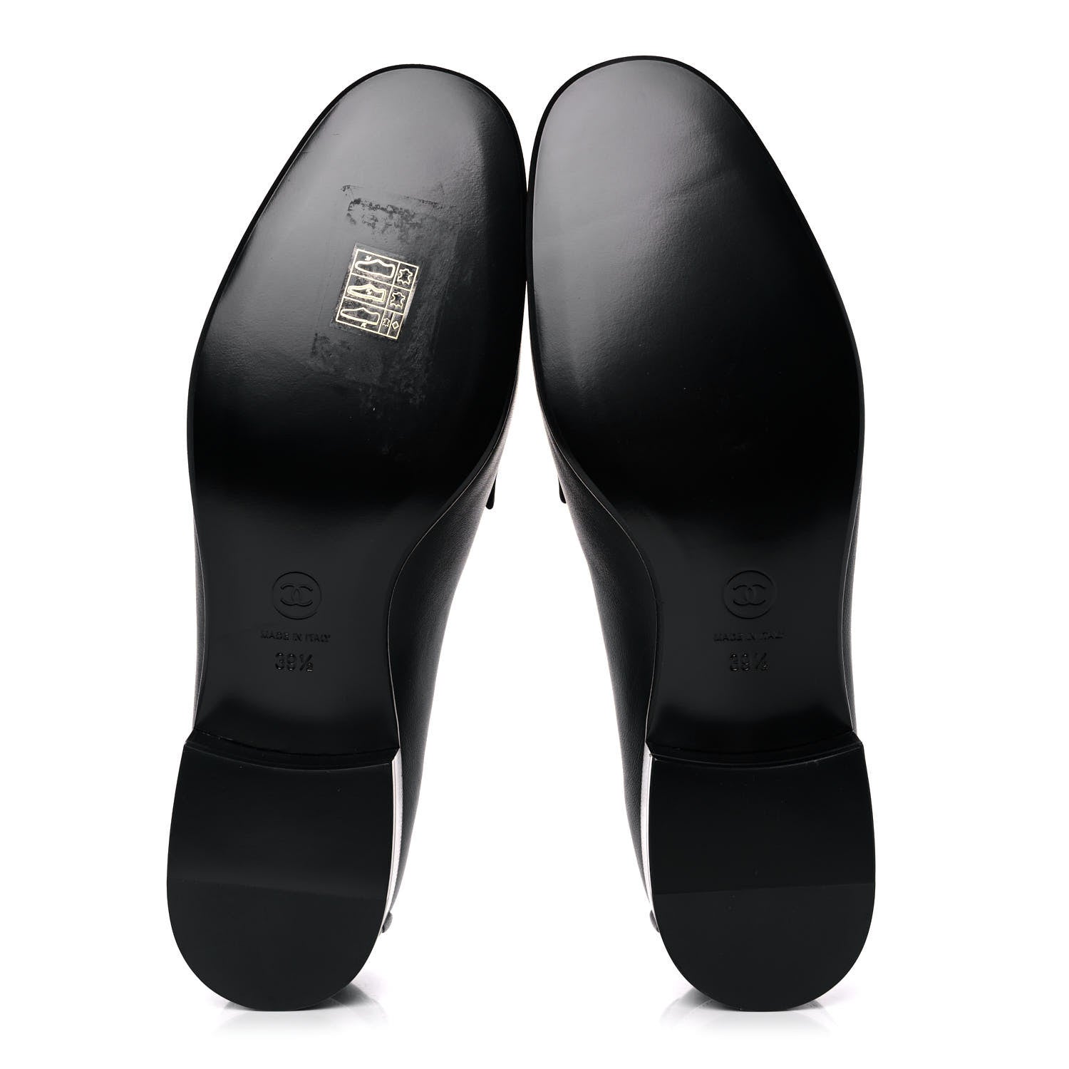 Chanel Lambskin Quilted Womens CC Loafers 39.5 Black 6 of 11