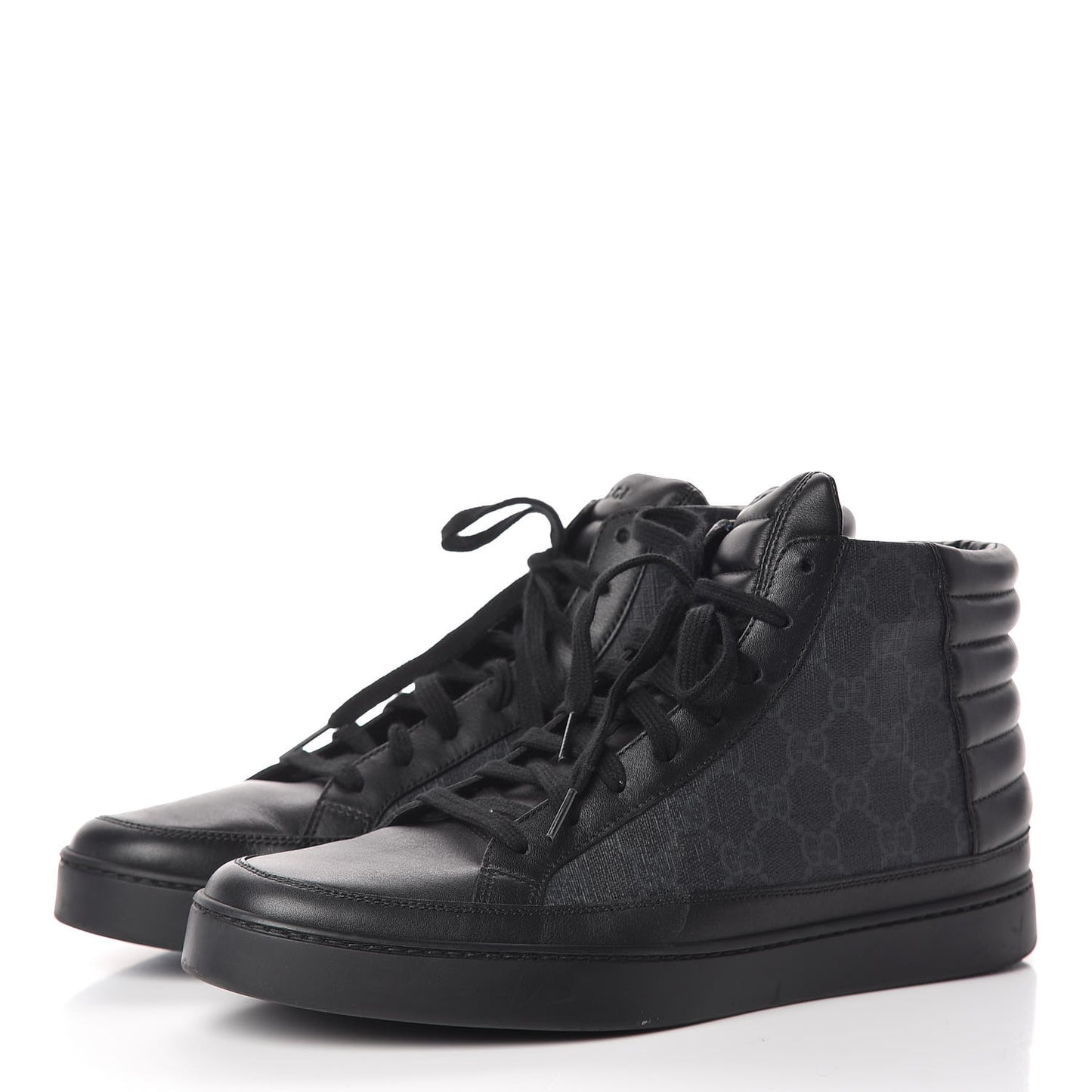 GG Supreme Monogram Calfskin Mens Hightop Sneakers 9.5 Black