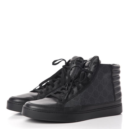 Gucci GG Supreme Monogram Calfskin Mens Hightop Sneakers 9.5 Black 3 of 13