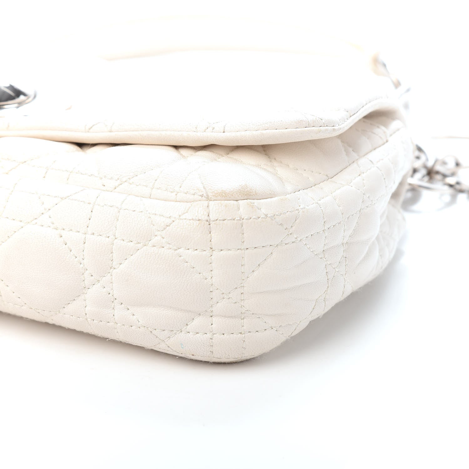 Christian Dior Lambskin Cannage Small Rendezvous Flap White 9 of 11