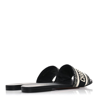 Christian Dior Canvas Embroidered Dway Mules Slide Sandals 39 Deep Blue 4 of 10