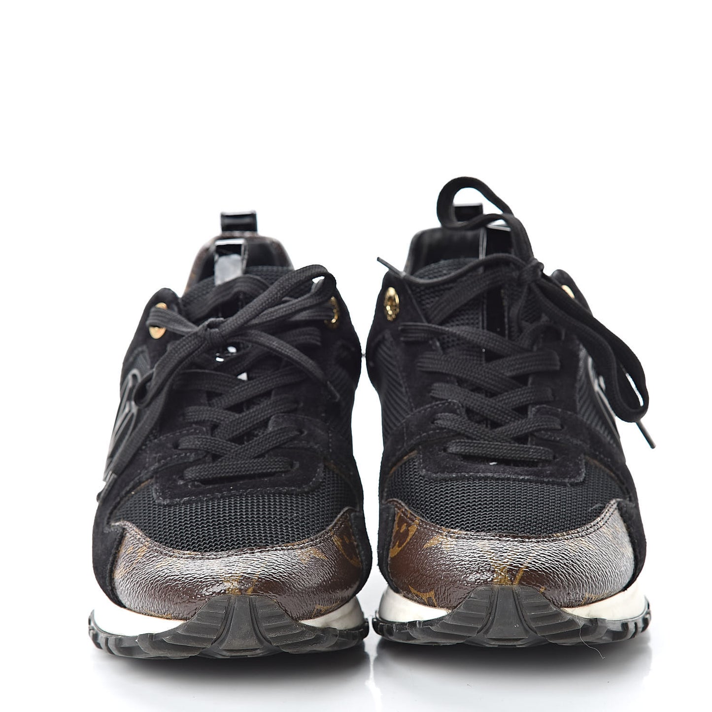 Suede Monogram Run Away Sneakers 36 Black